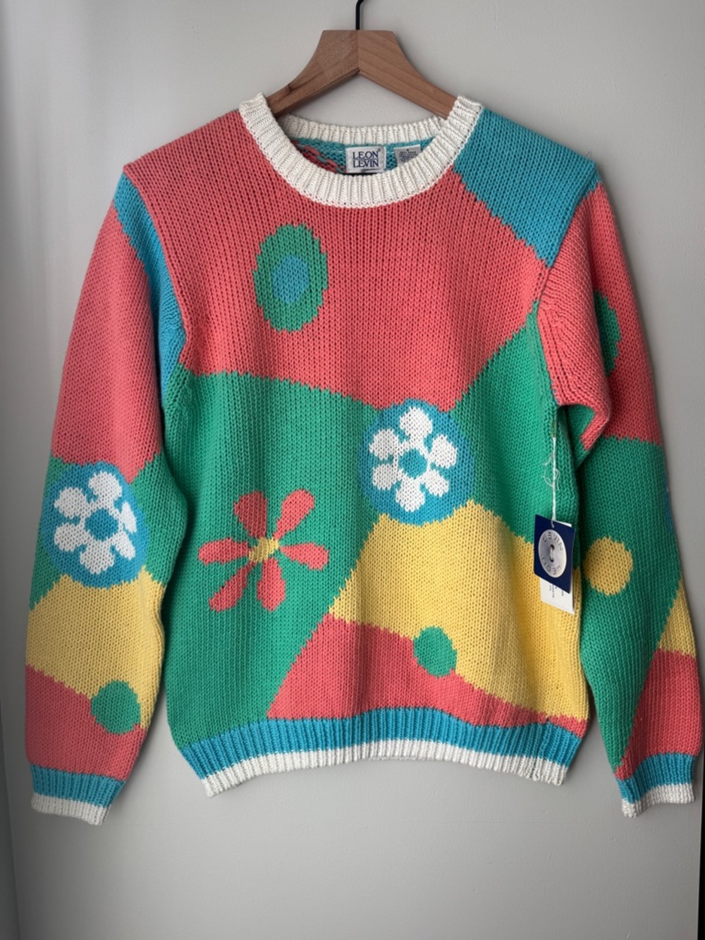 Vintage Knit Sweater Leon Levin Hand Loomed Small NEW